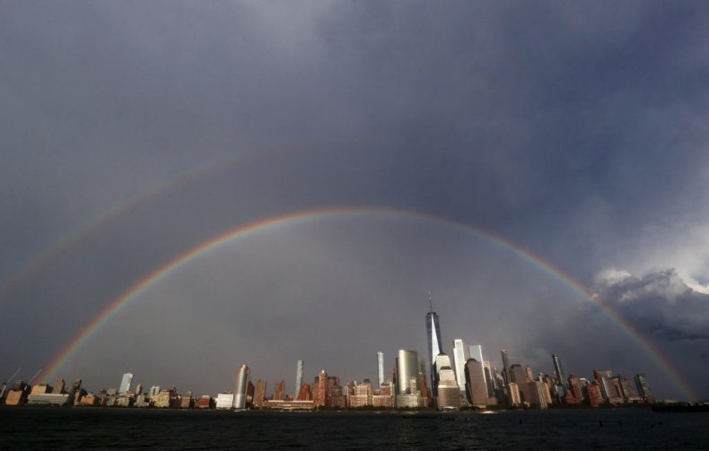Rainbow Over Lower Manhattan in New York 