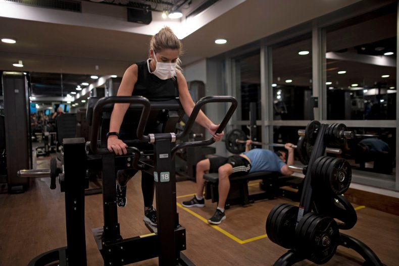Woman working out in Brazil gym