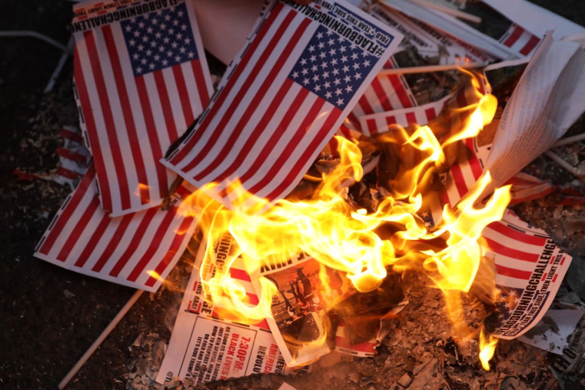Burning US flags