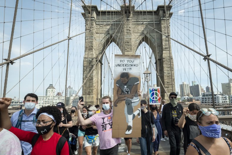 Brooklyn Bridge Protester