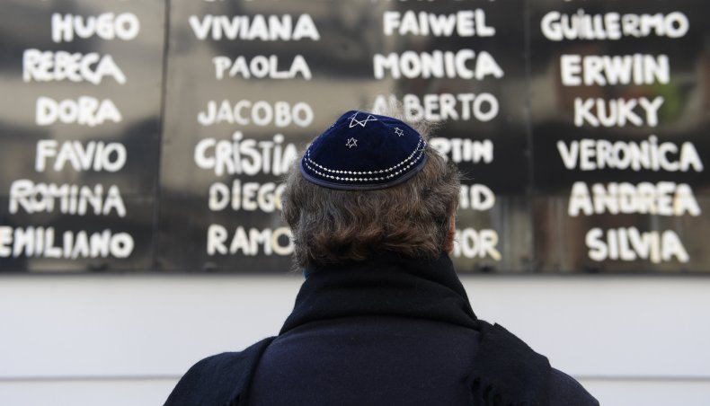 Jewish Argentine man praying on 23rd anniversary