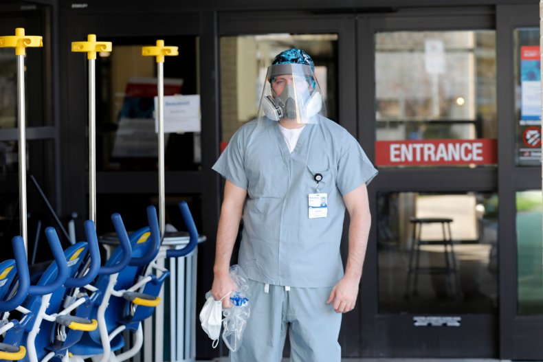 Nurse with face shield