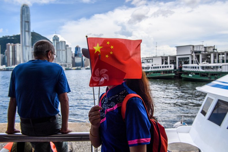 china, hong, kong, flag, victoria, harbor