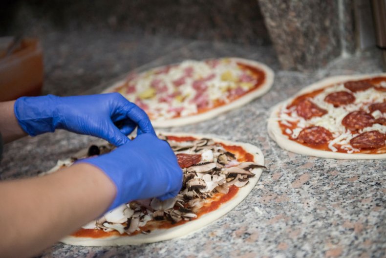 Pizza in preparation