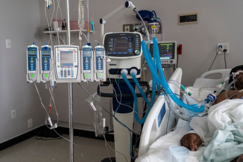 Patient connected to a ventilator in Texas
