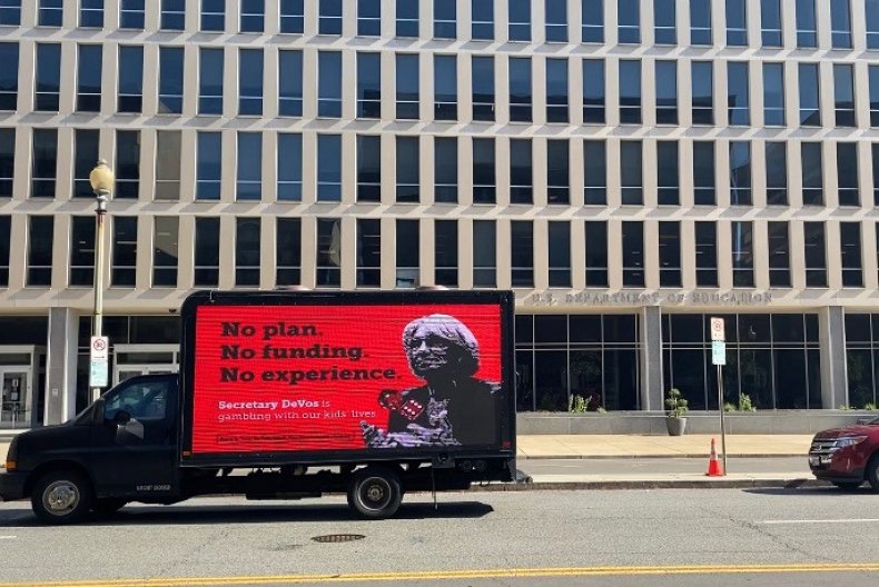 Betsy DeVos mobile billboard