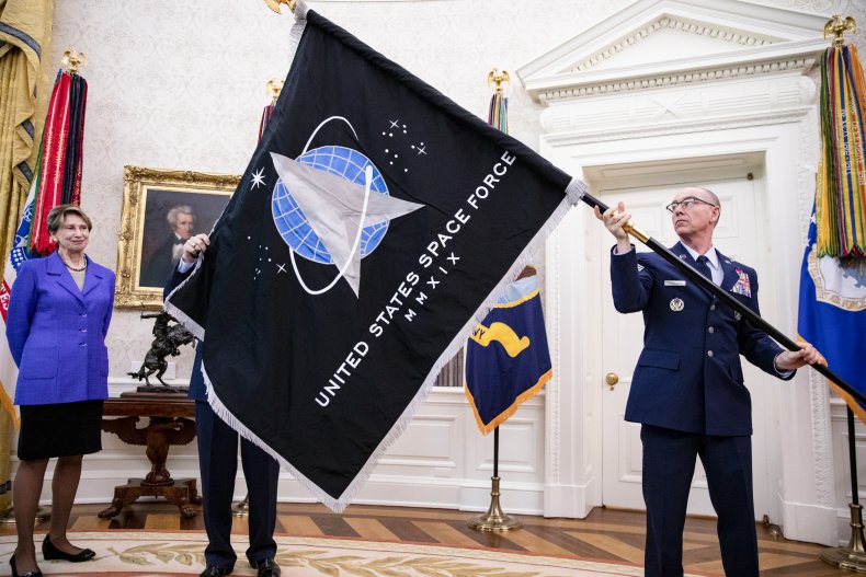 Space Force flag in Oval Office