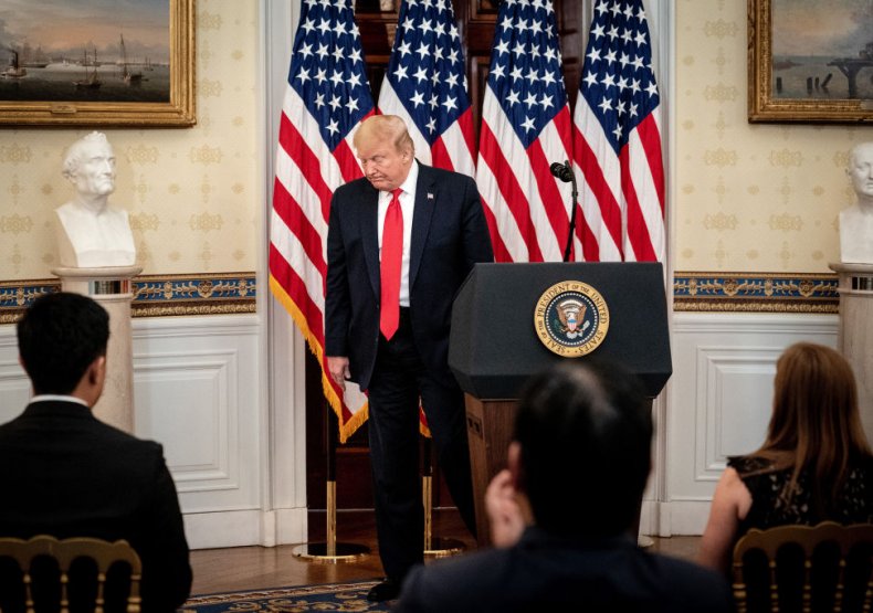 Donald Trump in the Blue Room