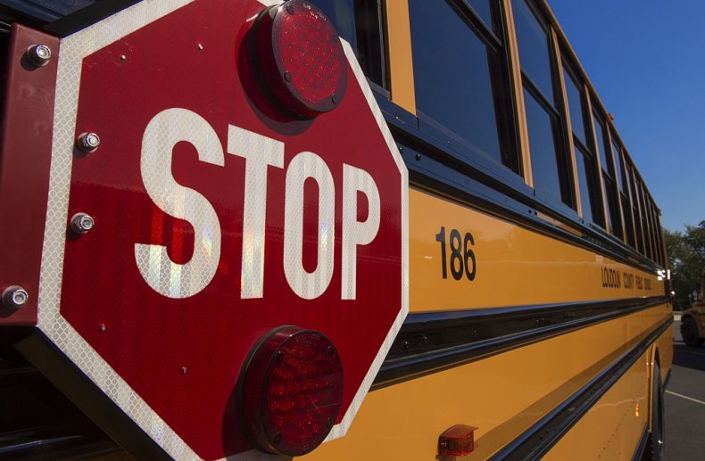School bus with stop sign