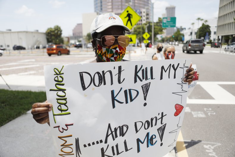Tampa, Florida, teacher, protest, July 2020