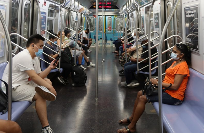 Subway riders on the F