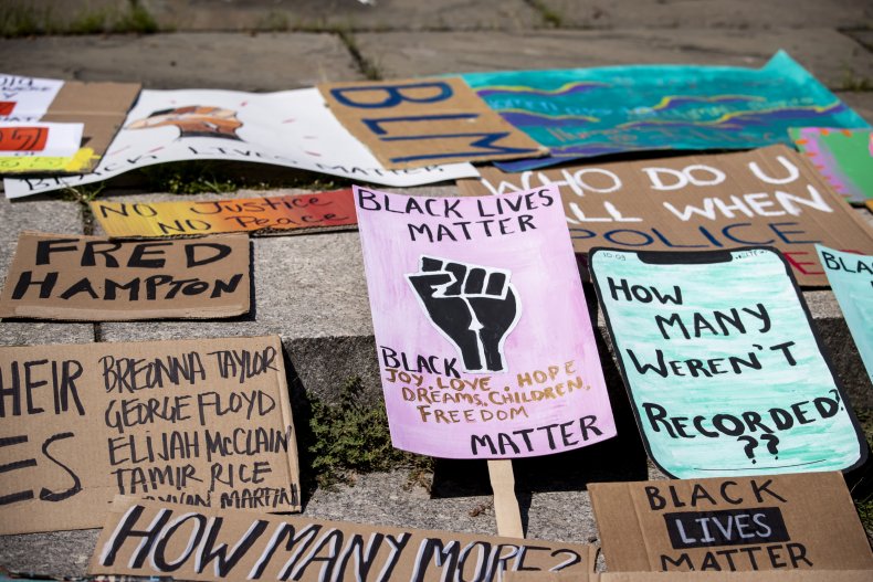 BLM signs in Brooklyn, New York