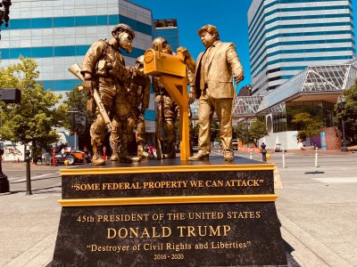 Trump Statue Initiative living statue Portland Oregon