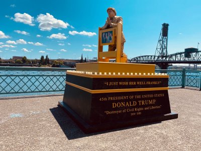 Trump Statue Initiative living statue Portland Oregon Trump Statue Initiative living statue Portland Oregon