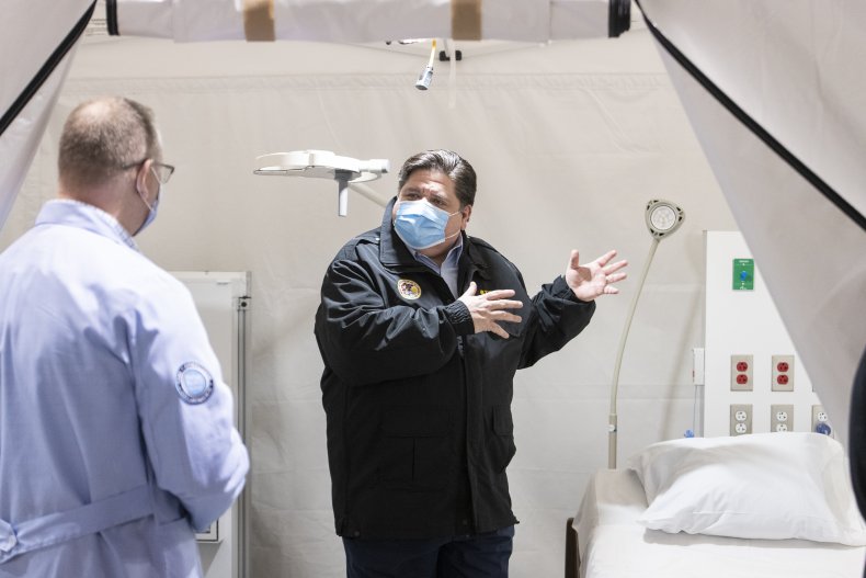 Gov. J.B. Pritzker at COVID-19 Facility