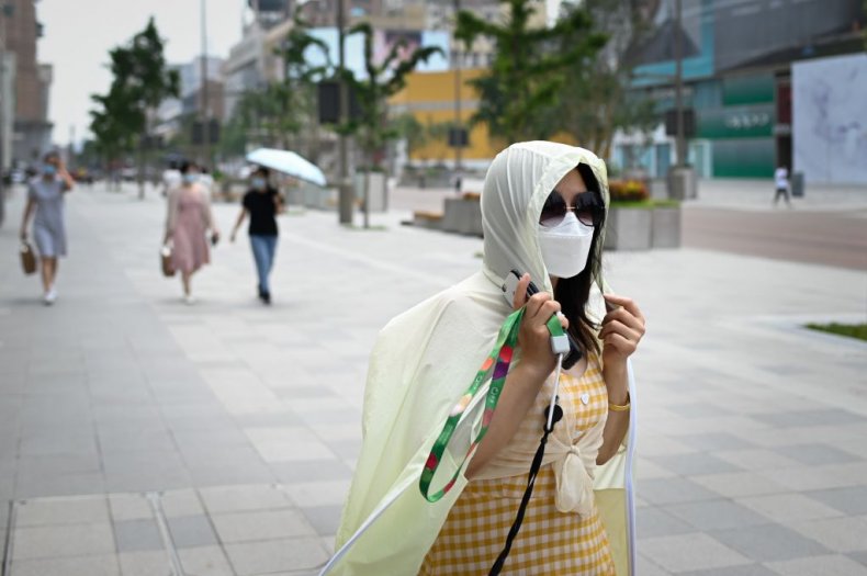 Asian woman in face mask