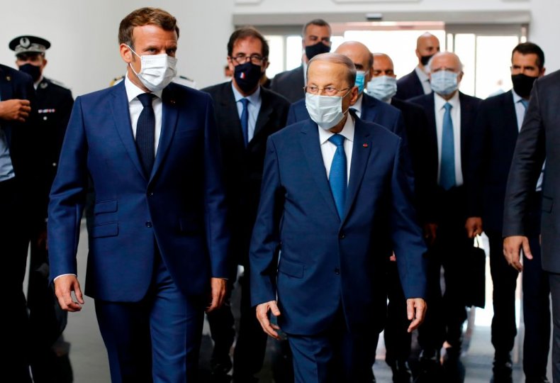 Macron and Michel Aoun