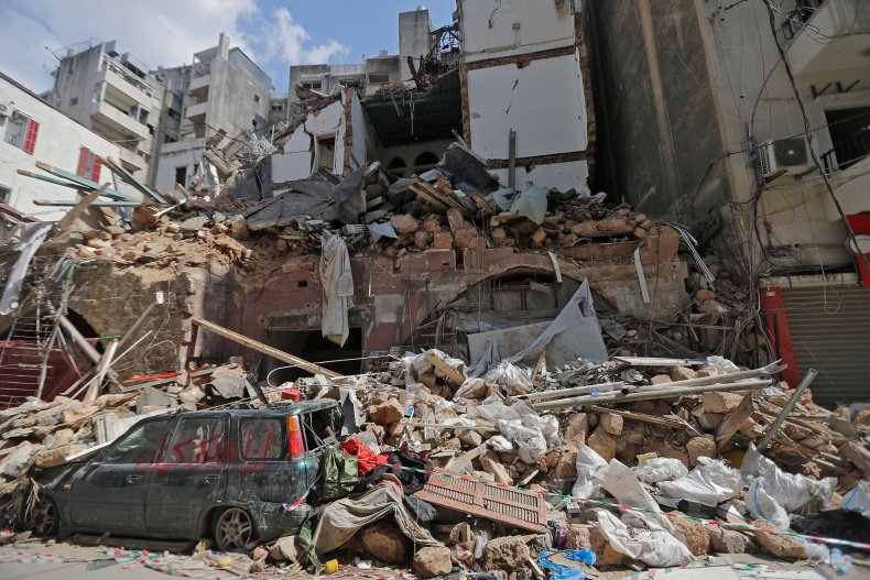 Destruction in Beirut, Lebanon