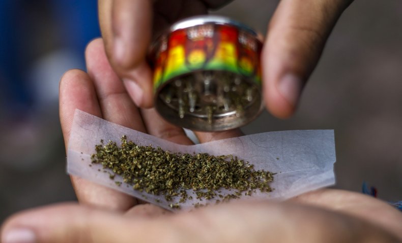 Marijuana being ground