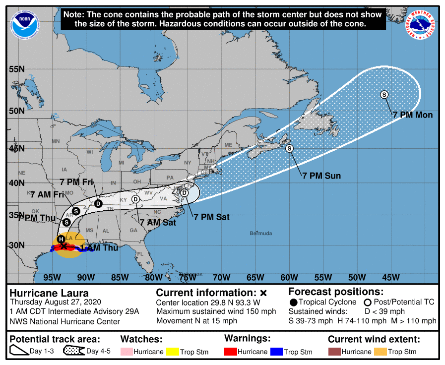 Hurricane Laura Path Update as Forecasters Urge People to 'Take Cover Now'