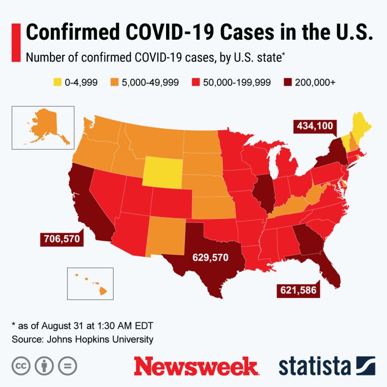 States with most COVID-19 cases