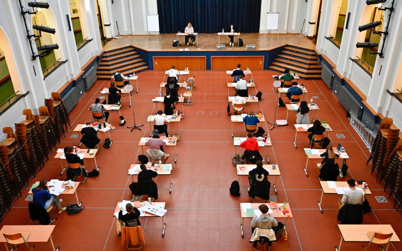 Germany Berlin school exam socially distanced tables