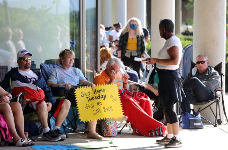 Unemployment line in Frankfort, Kentucky