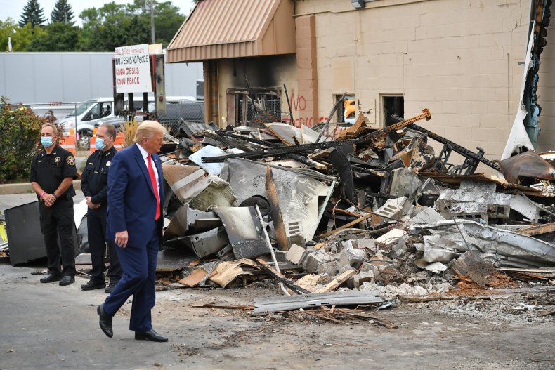 president trump tours damage kenosha