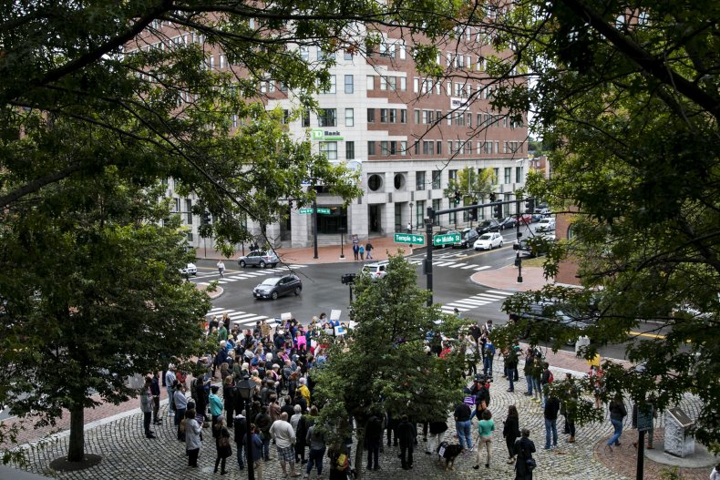 Portland, Maine, street, protesters, September 2018