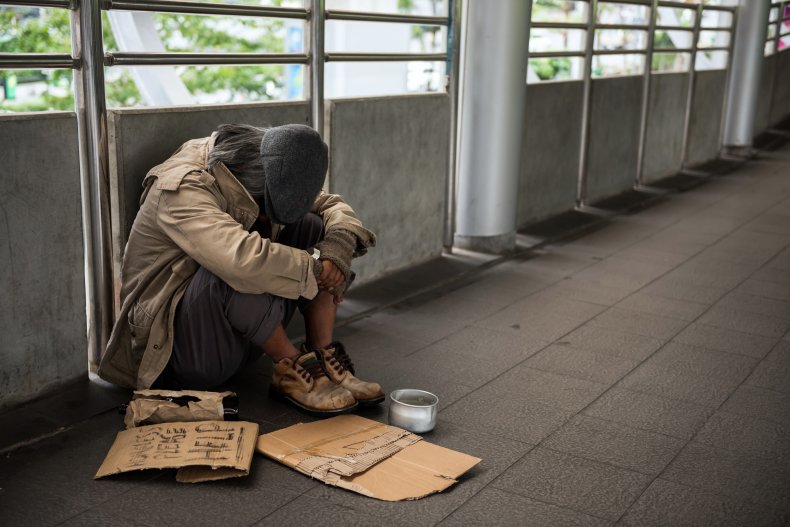 Homeless Person with Signs