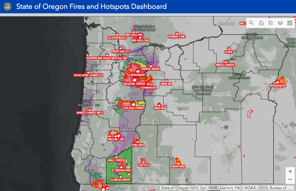 ashland oregon fire map