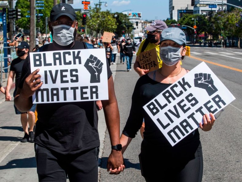 Supporters of Black Lives Matter in LA