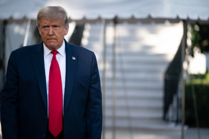 President Donald Trump Walks Toward the Press