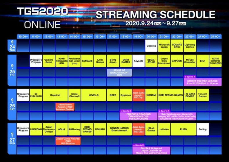 tokyo game show 2020 schedule