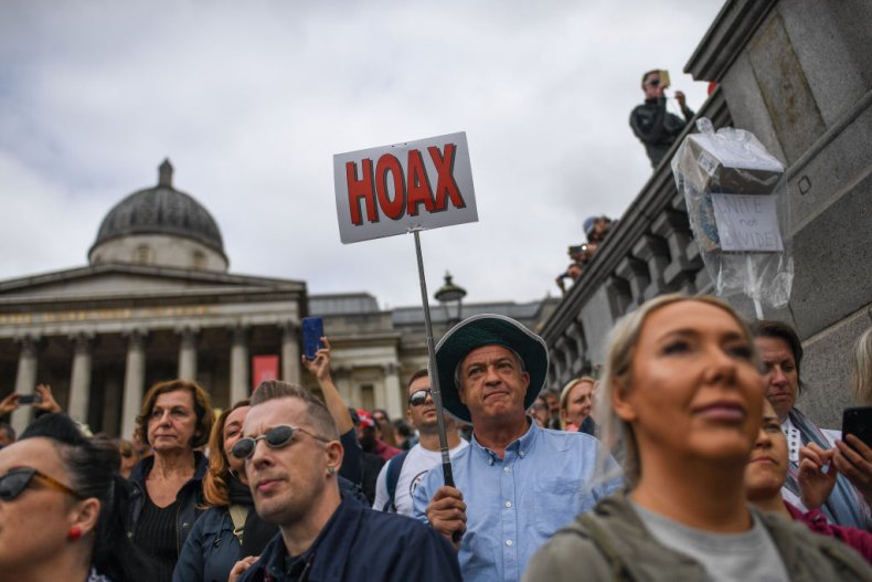 Anti COVID protesters in Trafalgar Square