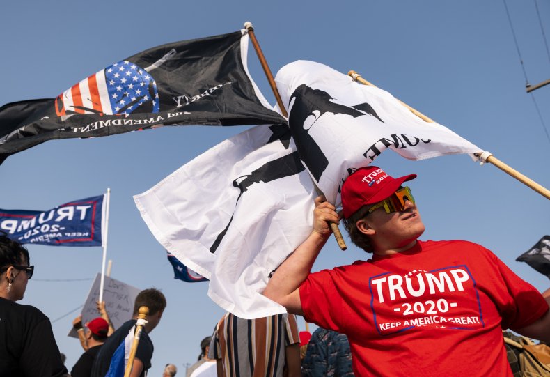 trump supporters rally outside biden event wisconsin