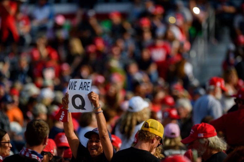 QAnon sign Donald Trump rally Pennsylvania