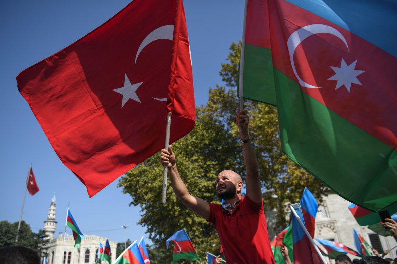 azeri, protest, azerbaijan, turkey, flags