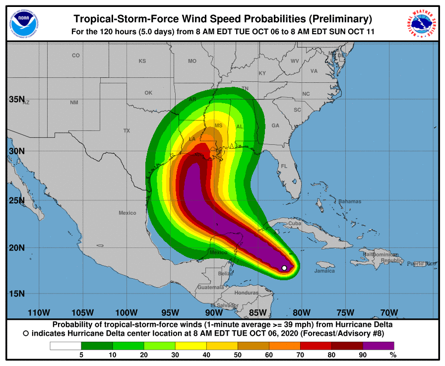 Hurricane Delta Projected Path Louisiana | semashow.com