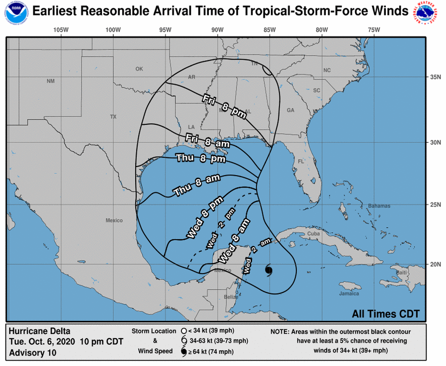 Hurricane Delta Path, Tracker as Louisiana and Mississippi ...