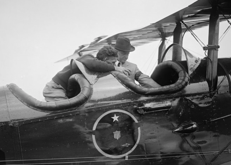 1924: Coolidge inspects world flight plane