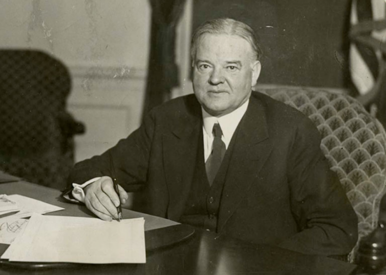 1930: Herbert Hoover signing unemployment relief bill 1930: Herbert Hoover signing unemployment relief bill