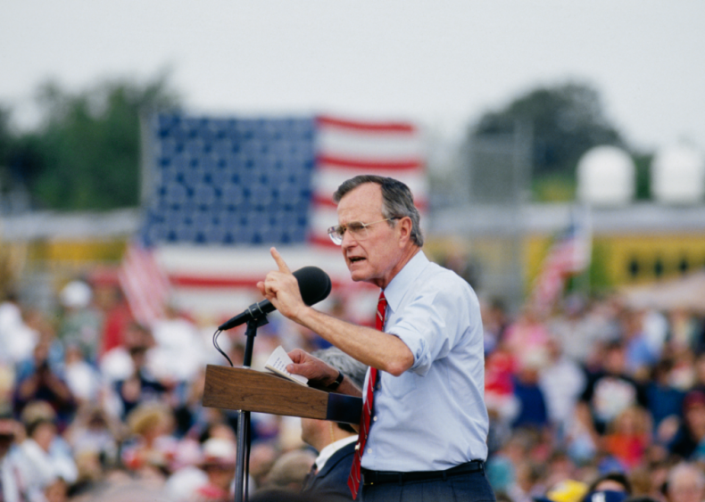 1992: President Bush speaking during campaign