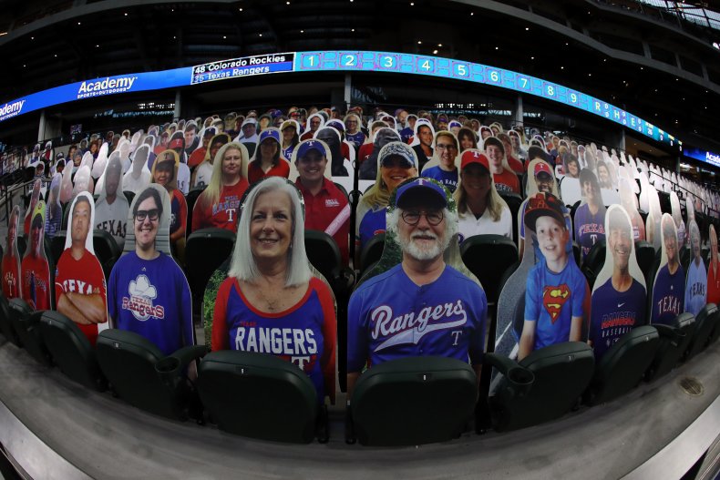 cardboard fans baseball Arlington Texas July 2020