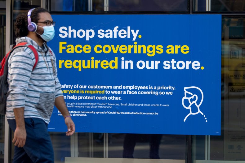 NYC Best Buy store mask sign 2020