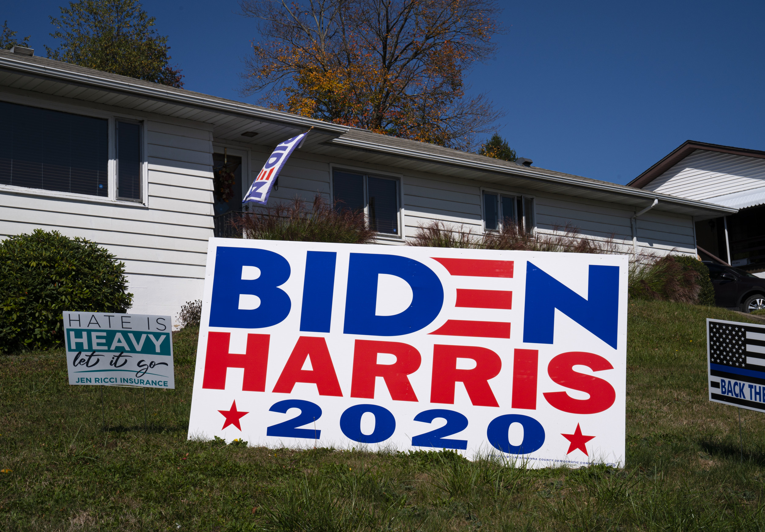 A farmer made a giant Biden-Harris sign out of hay bales. It was set on ...