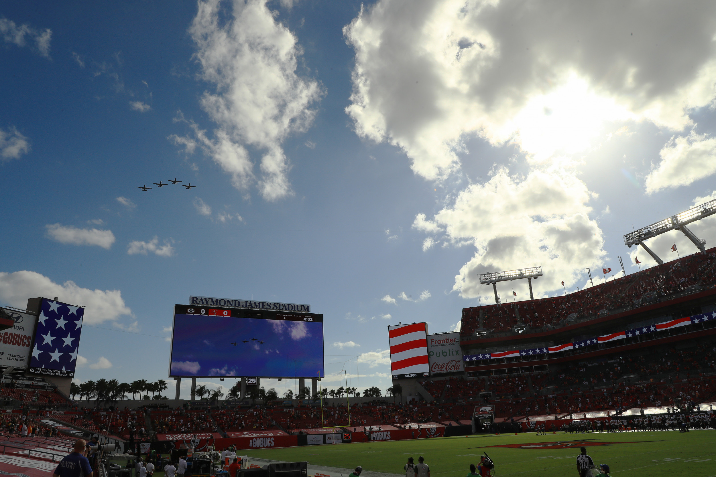 Military flyover prior to the Green Bay Packers Dallas Cowboys NFL