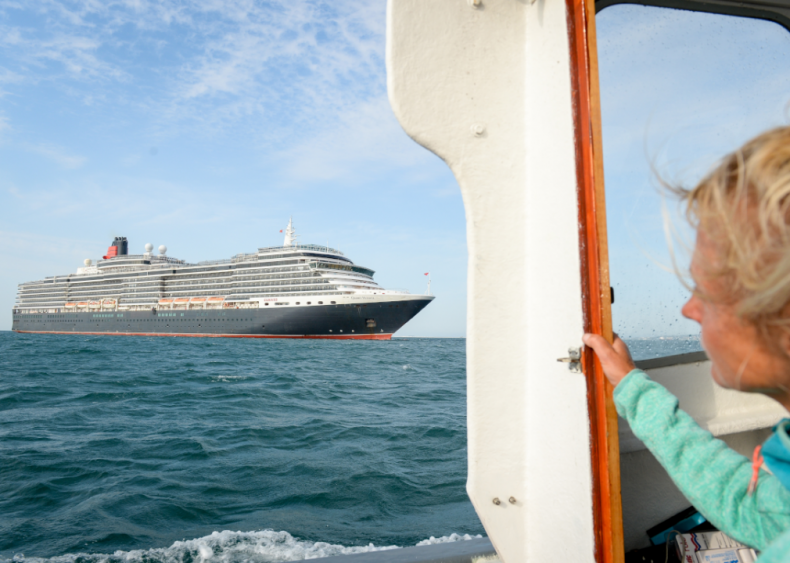 Cruise ships moored