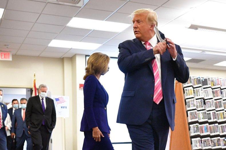 Donald Trump taking off mask
