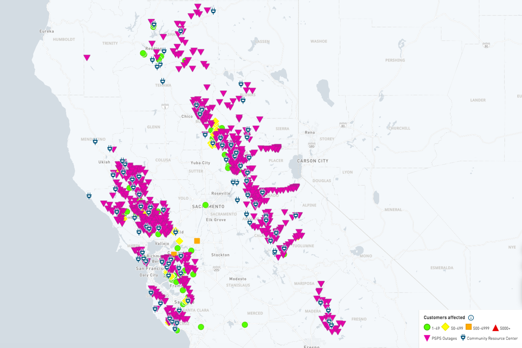 PG E Outage Map Updates as Hundreds of Thousands Without Power in